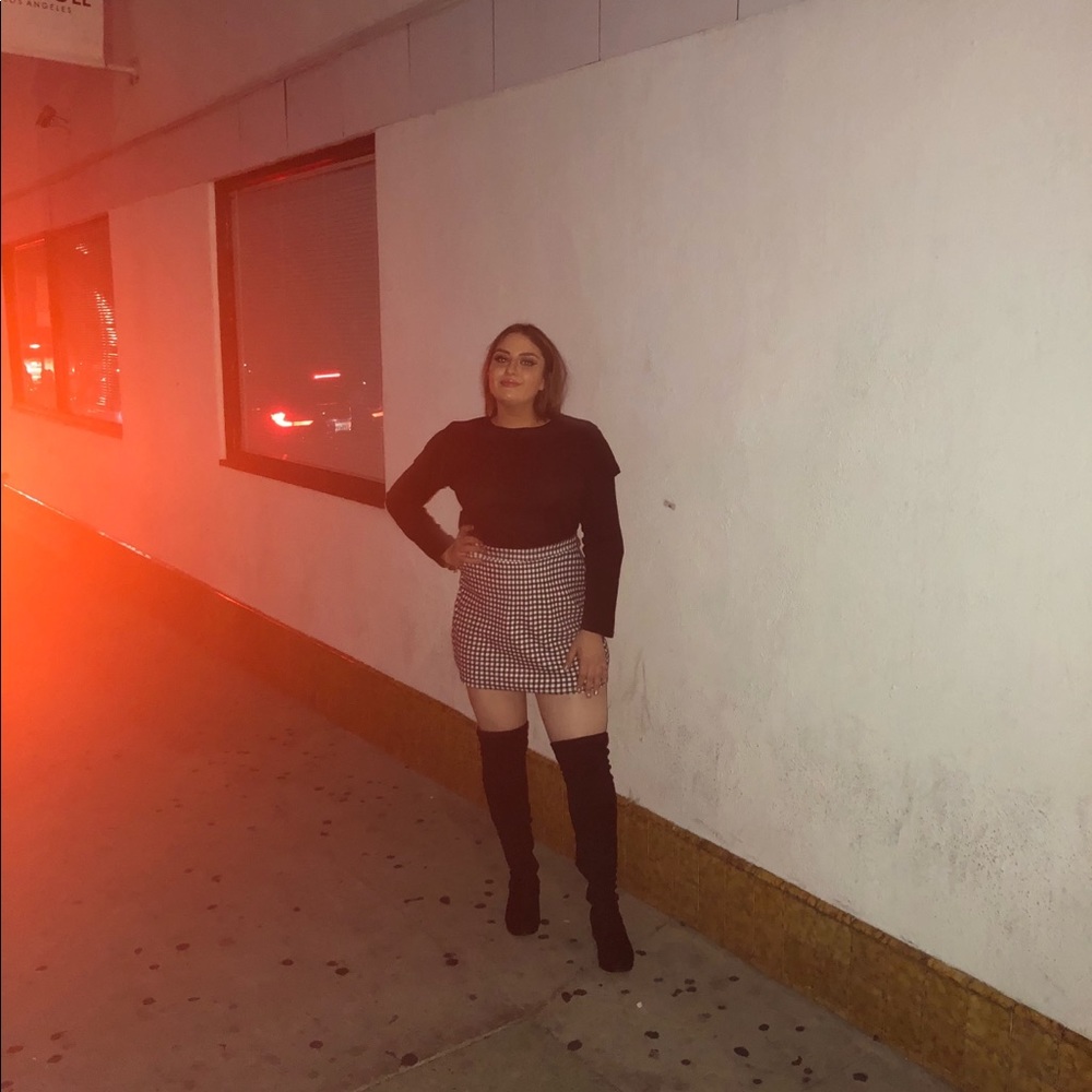 Boohoo Plus Size Black and White Checkered Skort